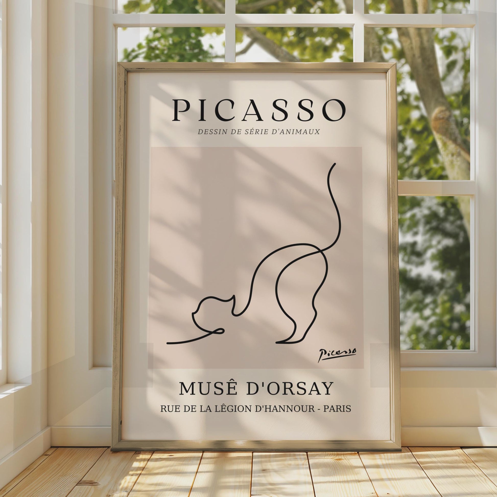 Picasso Cat Wall Art Print, Minimalist Animal Line Art, Musee d'Orsay Paris Decor wall art print