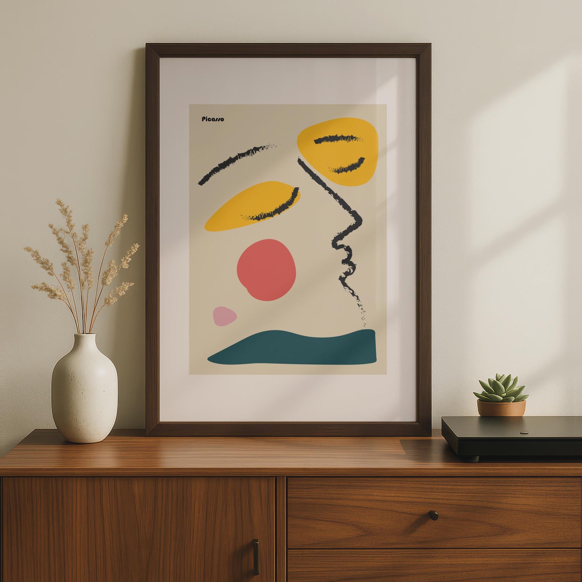 Abstract Minimalist Picasso Art Print, Colourful Contemporary Wall Decor, Modern Face Artwork wall art print