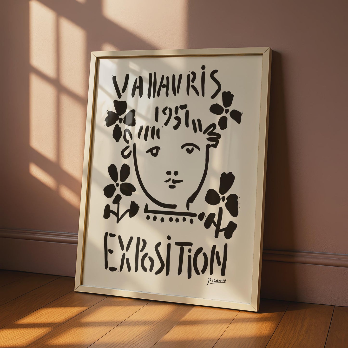 Vallauris Exposition 1957 Art Print, Abstract Floral Artwork, Minimalist Wall Decor, Picasso Style wall art print