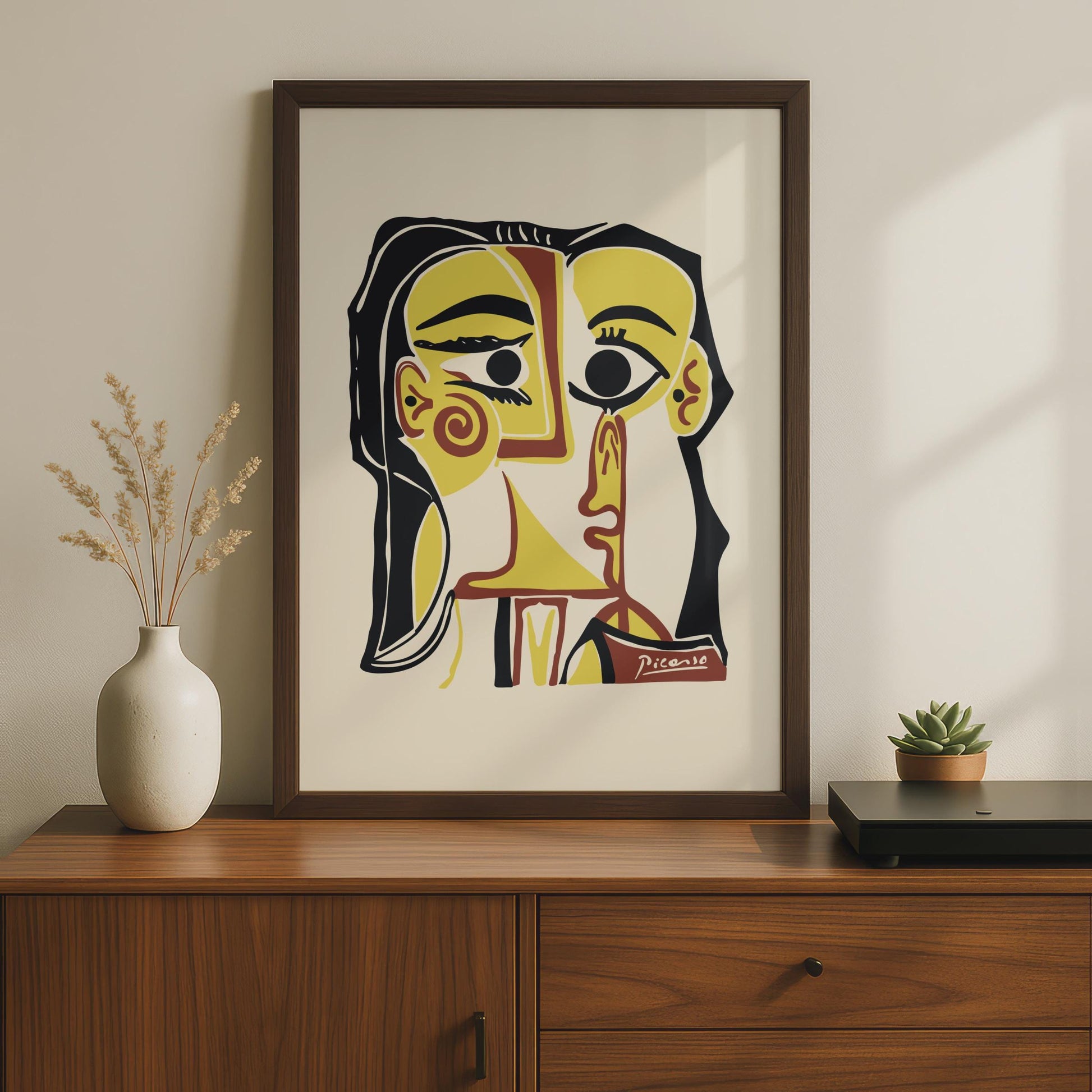 Picasso-Inspired Art Print, Abstract Portrait, Minimalist Wall Art, Colourful Home Decor, Modern wall art print