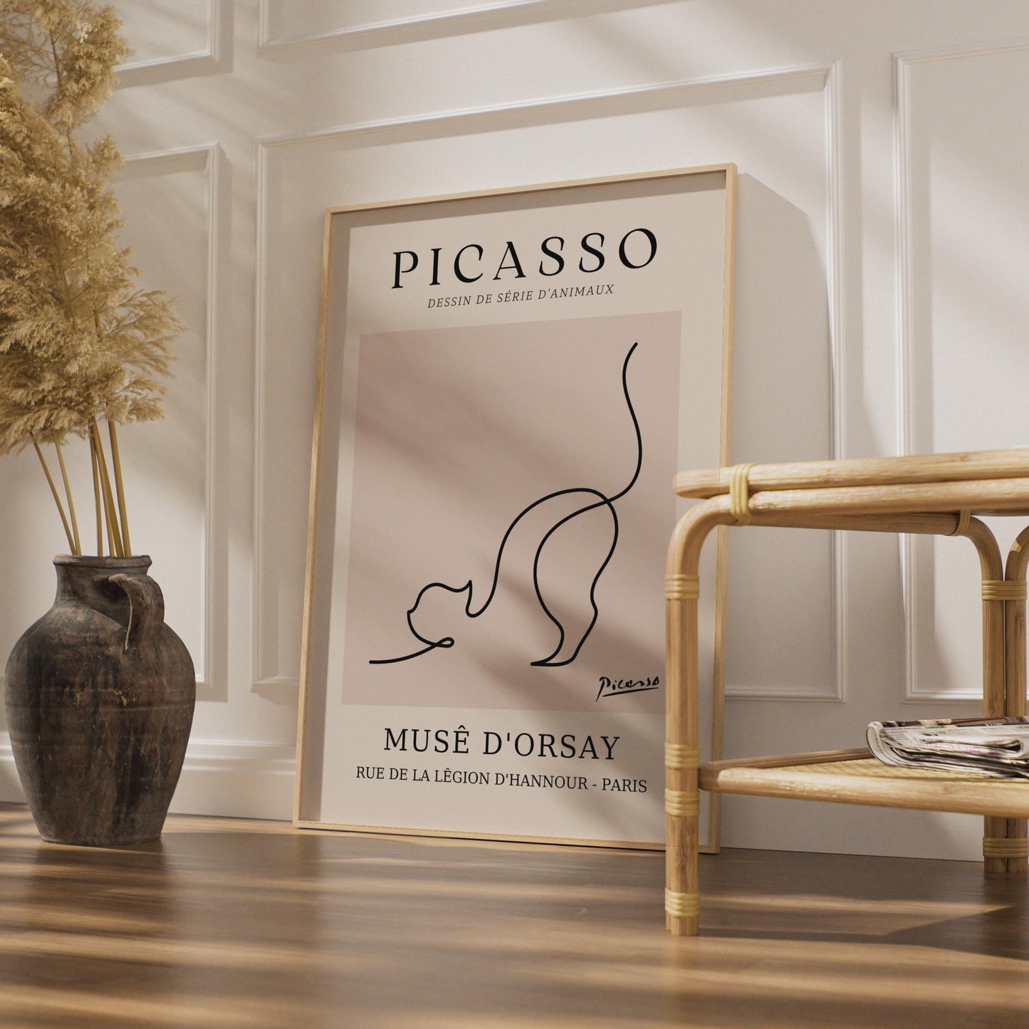Picasso Cat Wall Art Print, Minimalist Animal Line Art, Musee d'Orsay Paris Decor wall art print