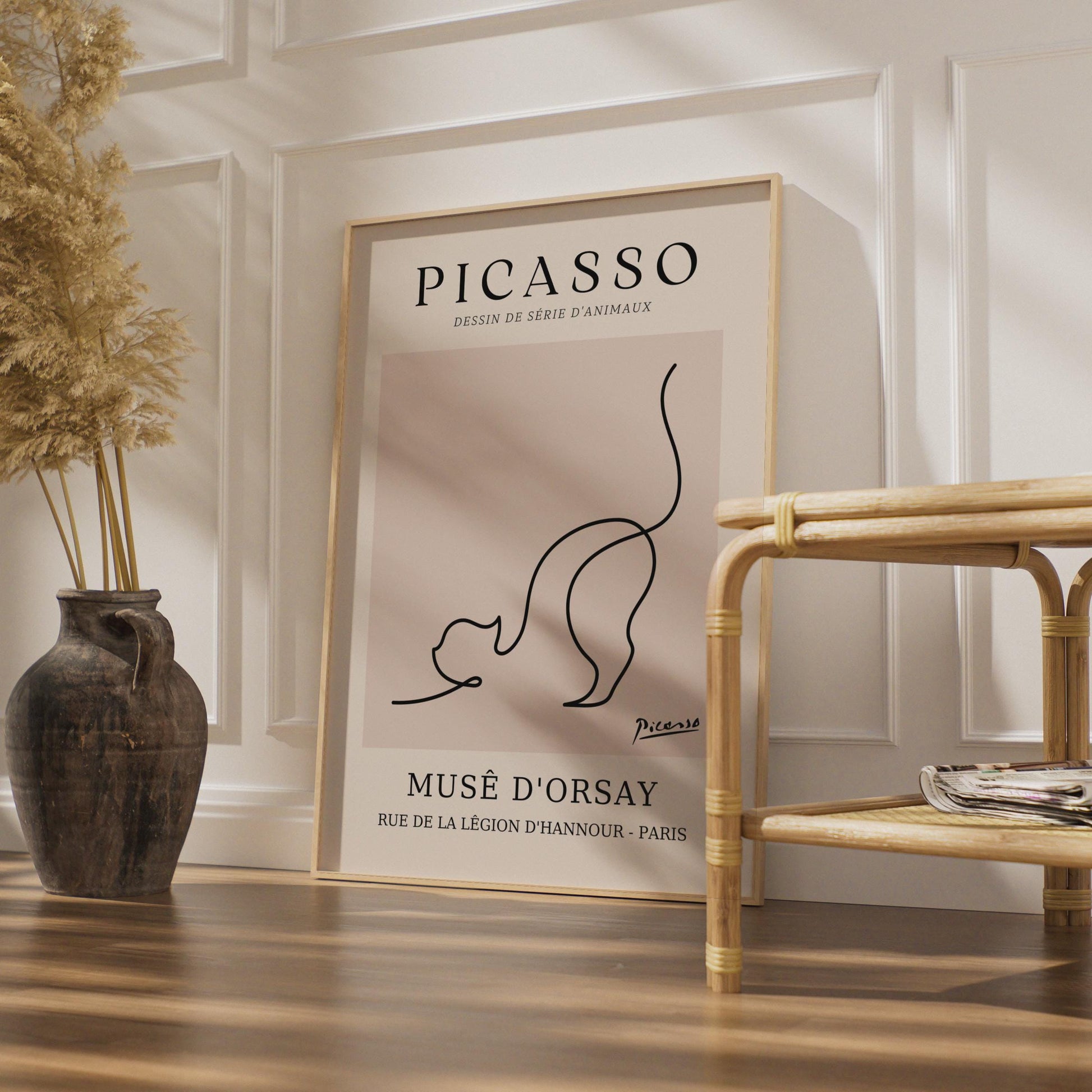Picasso Cat Wall Art Print, Minimalist Animal Line Art, Musee d'Orsay Paris Decor wall art print