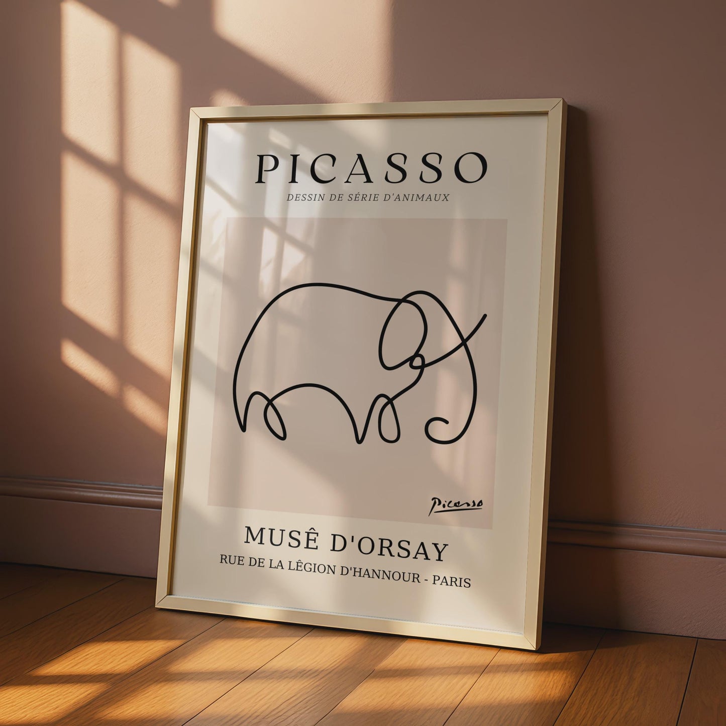 Picasso Inspired Elephant Line Art Print, Minimalist Animal Poster, Boho Wall Decor, Musee d'Orsay wall art print