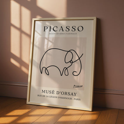Picasso Inspired Elephant Line Art Print, Minimalist Animal Poster, Boho Wall Decor, Musee d'Orsay wall art print