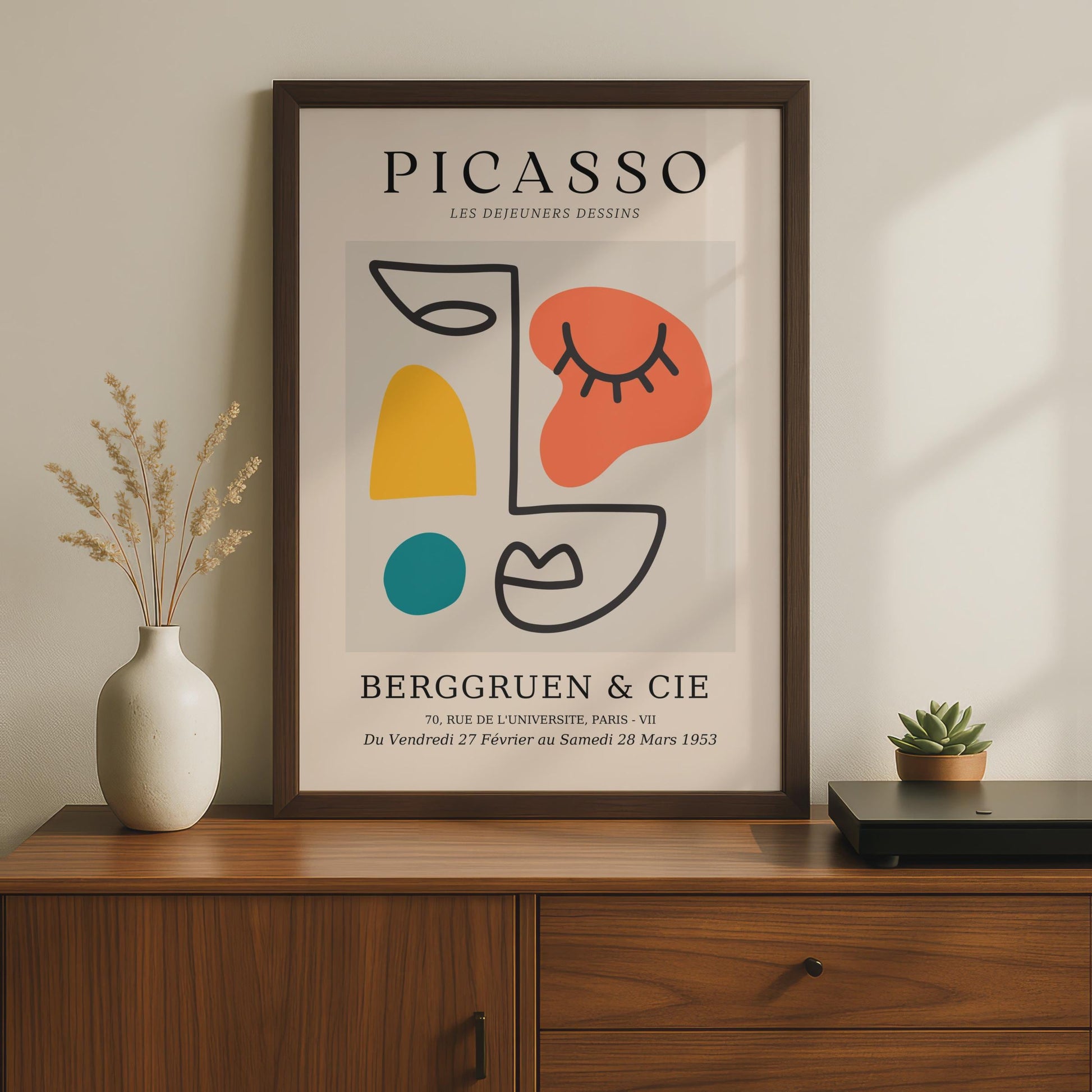 Picasso Inspired Art Print, Abstract Line Drawing, Colourful Minimalist Wall Art, Modern Home Decor wall art print