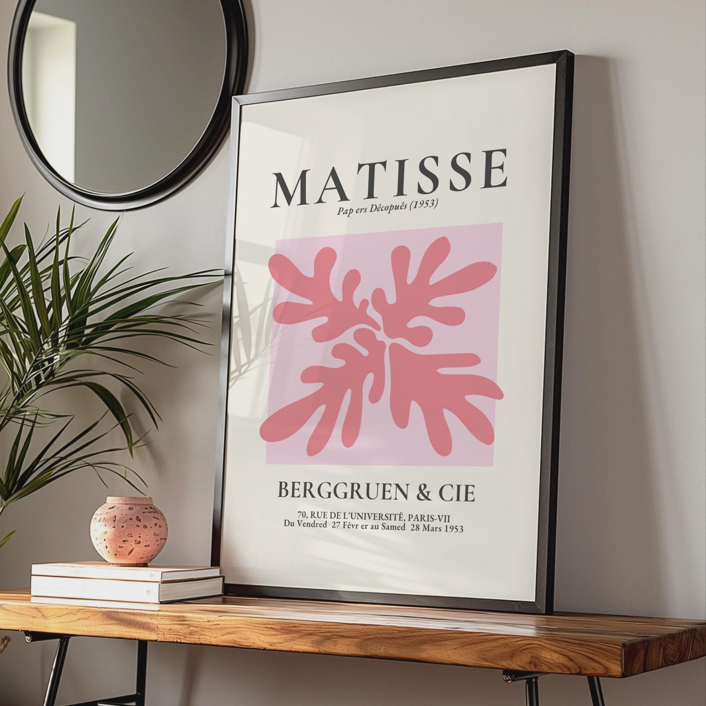 Henri Matisse Pap ers Decoupes Poster, Minimalist Pink Vintage Art Print wall art print