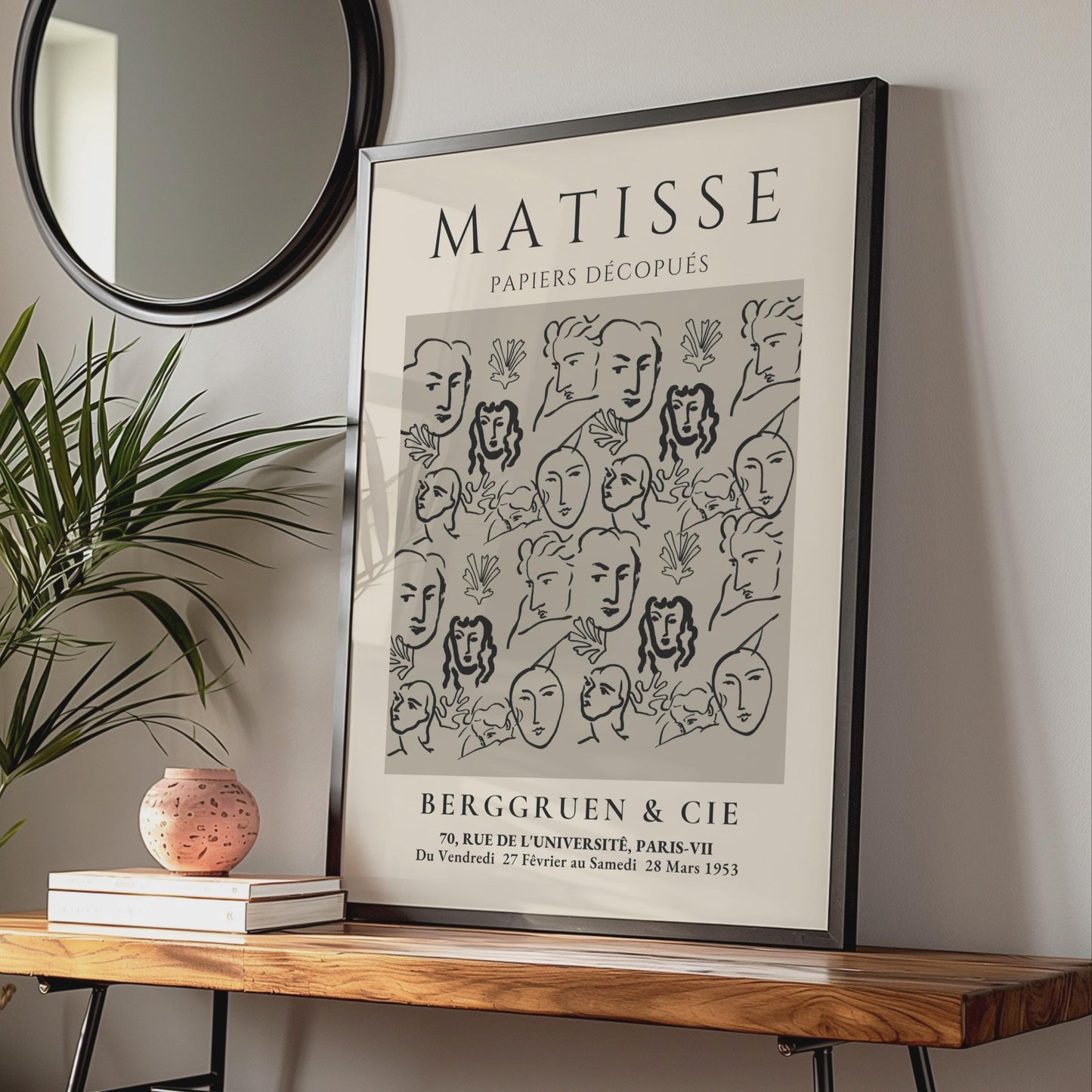 Henri Matisse Papiers Decoupes Art Poster, Faces and Figures, Minimalist Wall Art, 1953 Exhibition wall art print