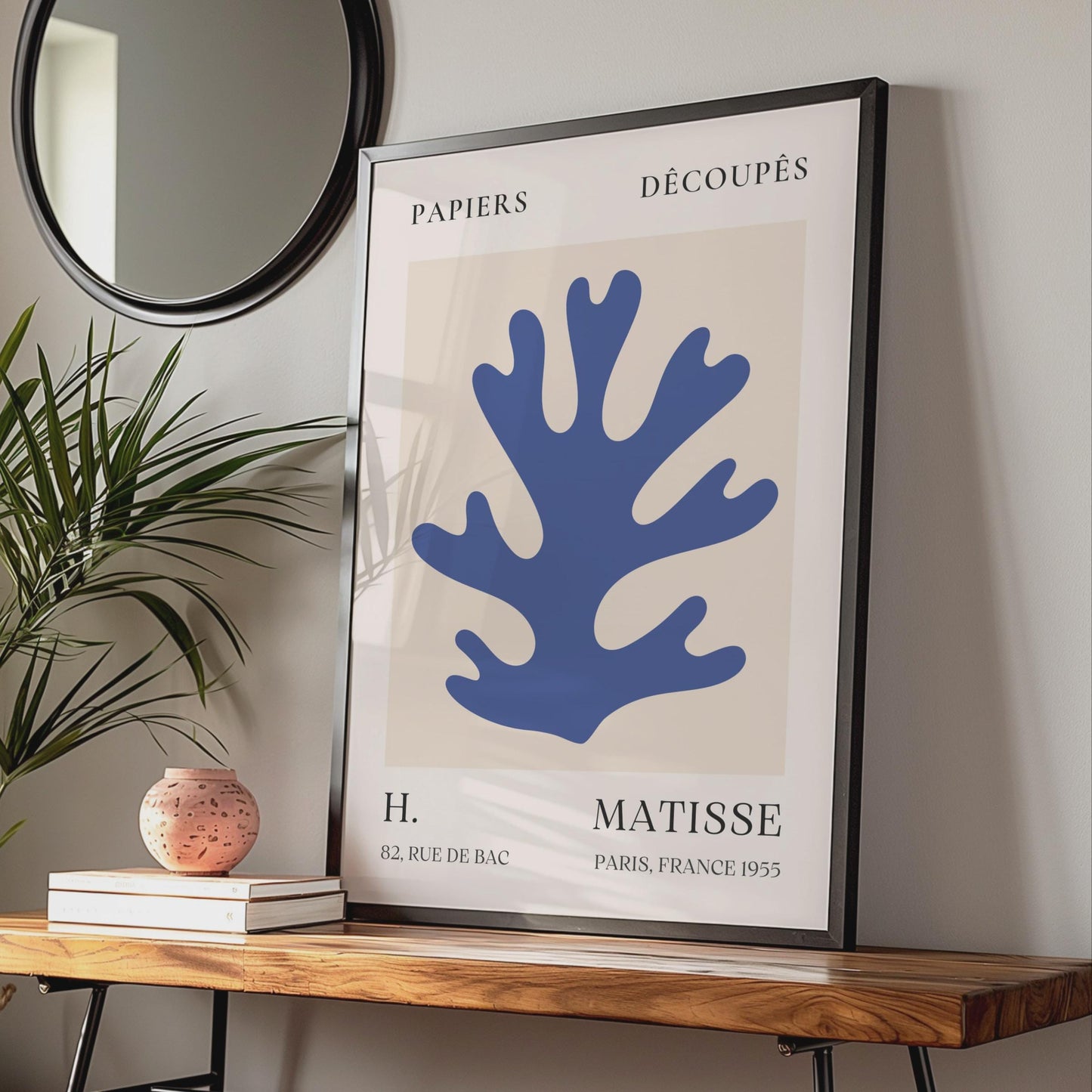 Henri Matisse Coral Art Poster, Minimalist Wall Decor, Blue Abstract Print, French Art wall art print