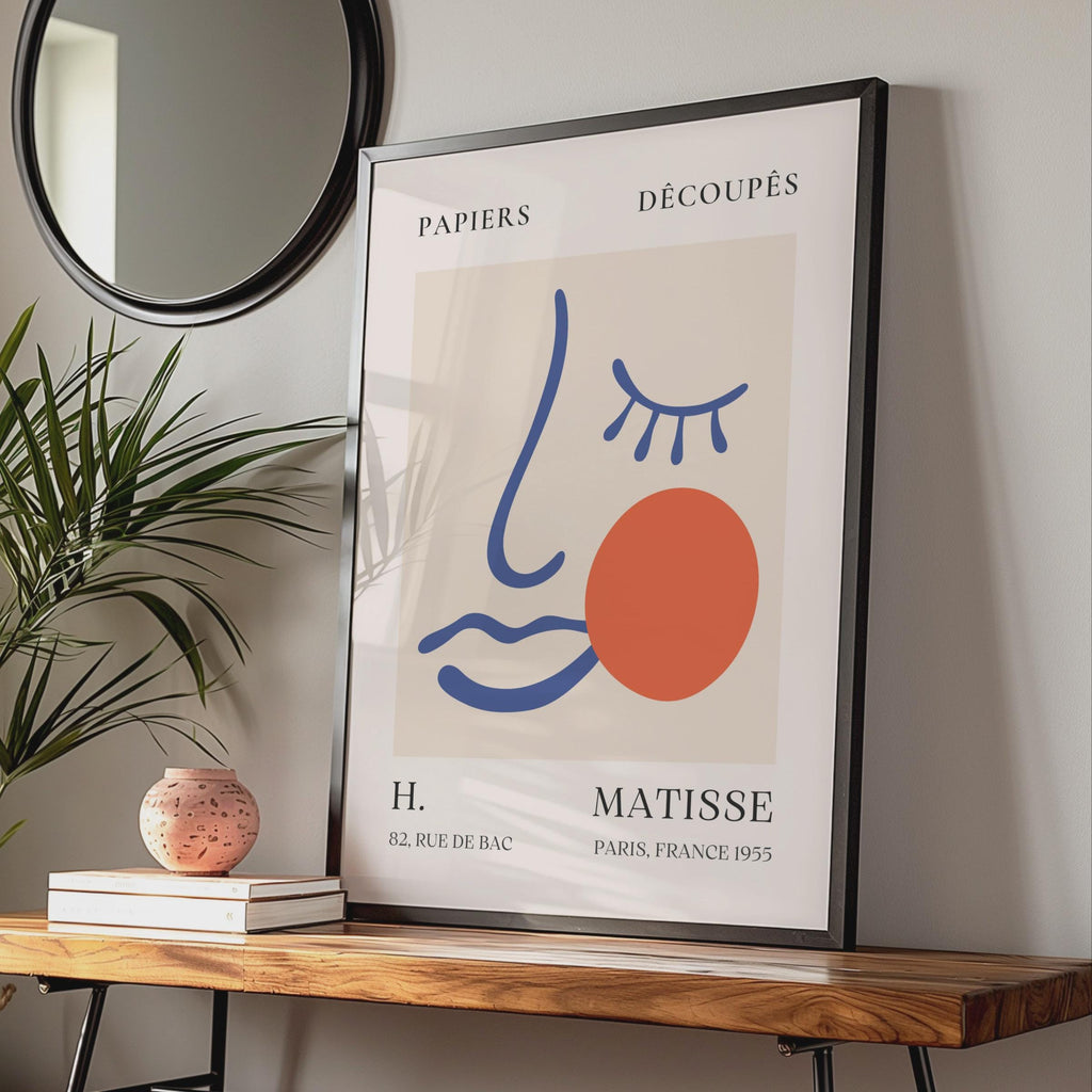 Henri Matisse Art Poster, Minimalist Abstract Face Prints, Boho Wall Art, French Decoupes wall art print