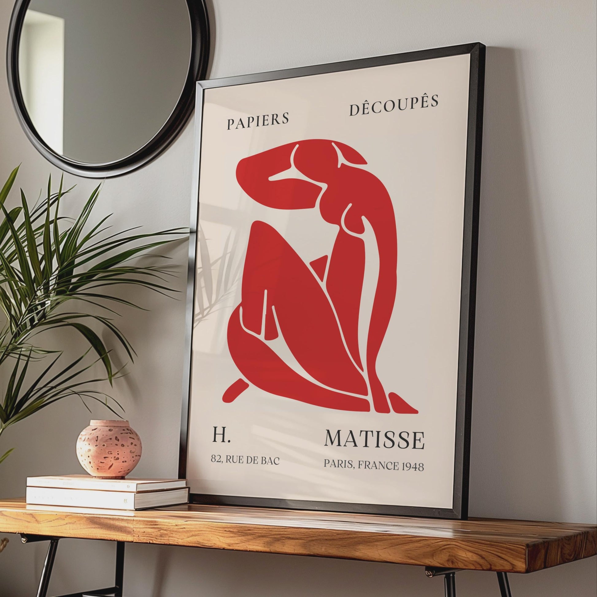 Henri Matisse Cut-Out Style Art Print, Red Figure French Minimalist Poster wall art print