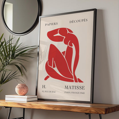 Henri Matisse Cut-Out Style Art Print, Red Figure French Minimalist Poster wall art print