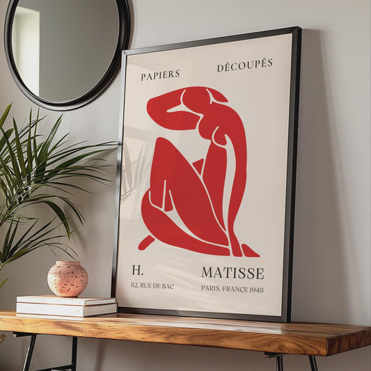 Henri Matisse Cut-Out Style Art Print, Red Figure French Minimalist Poster wall art print