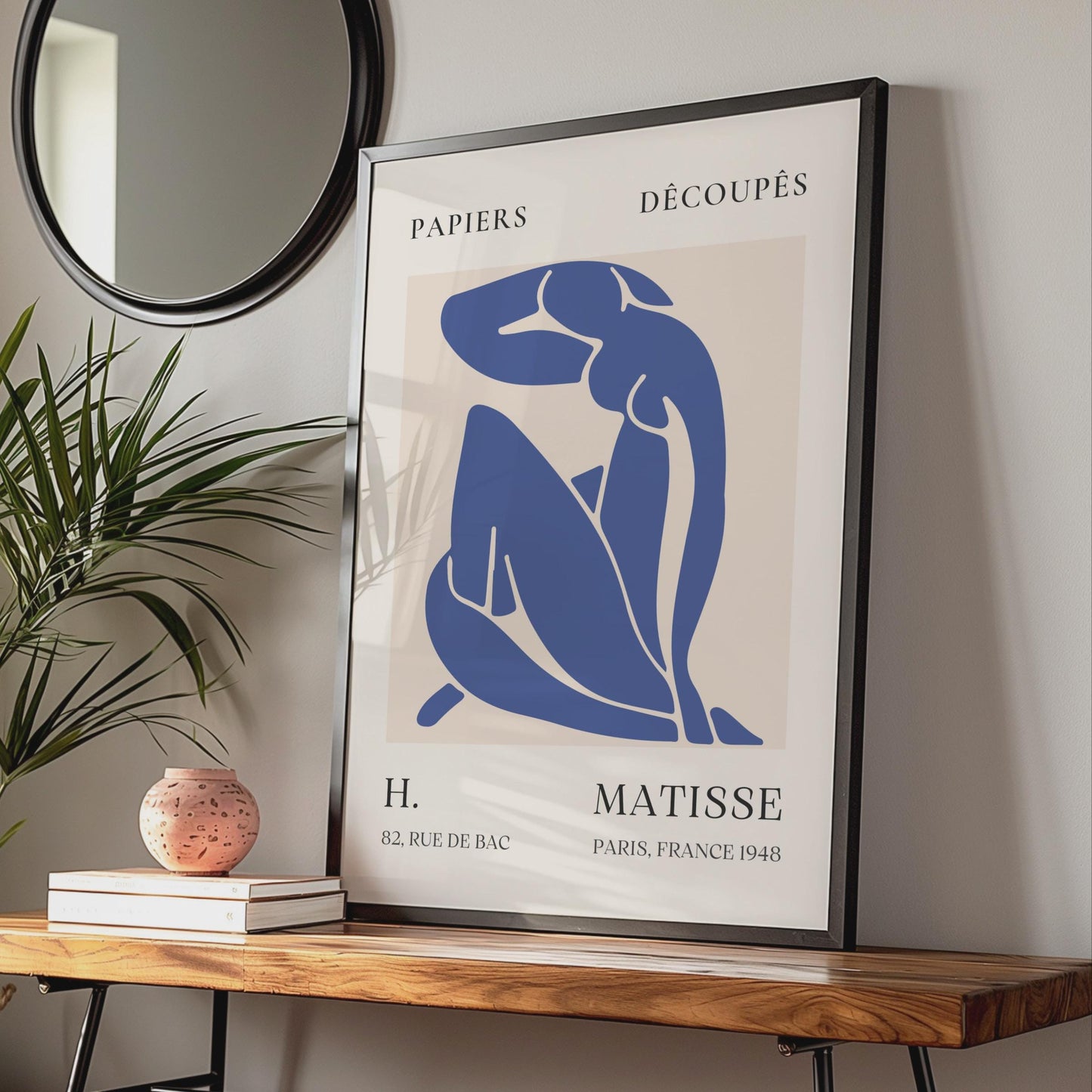 Henri Matisse Art Poster, Blue Abstract Female Figure, Minimalist Wall Decor, Paris 1948 wall art print