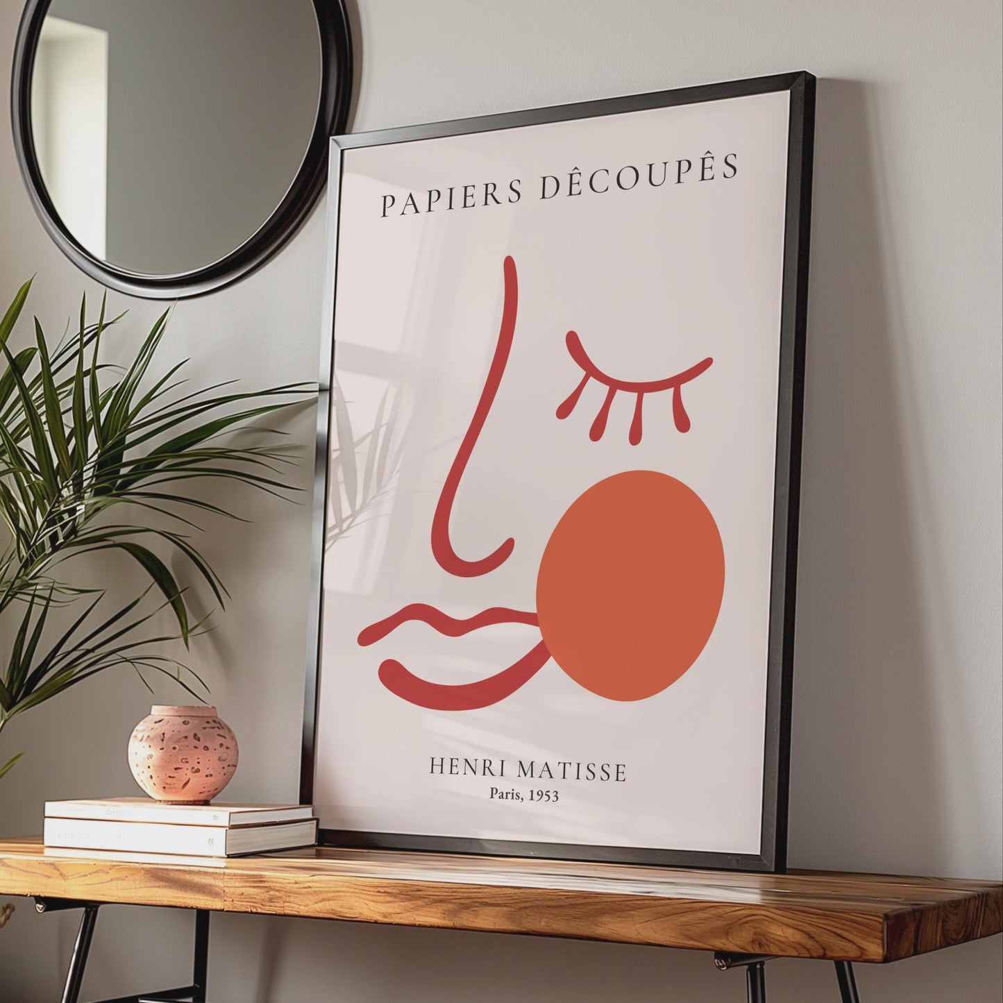 Henri Matisse Papiers Decoupes Poster, Red Abstract Face Wall Art wall art print