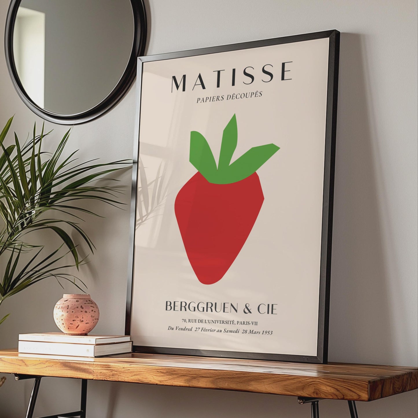 Henri Matisse Papiers Decoupes Poster, Bold Strawberry Art, Minimalist Wall Decor for Home wall art print