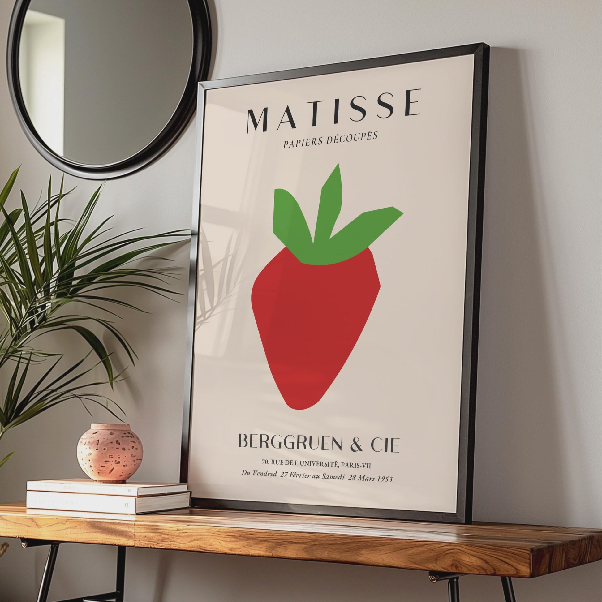 Henri Matisse Papiers Decoupes Poster, Bold Strawberry Art, Minimalist Wall Decor for Home wall art print