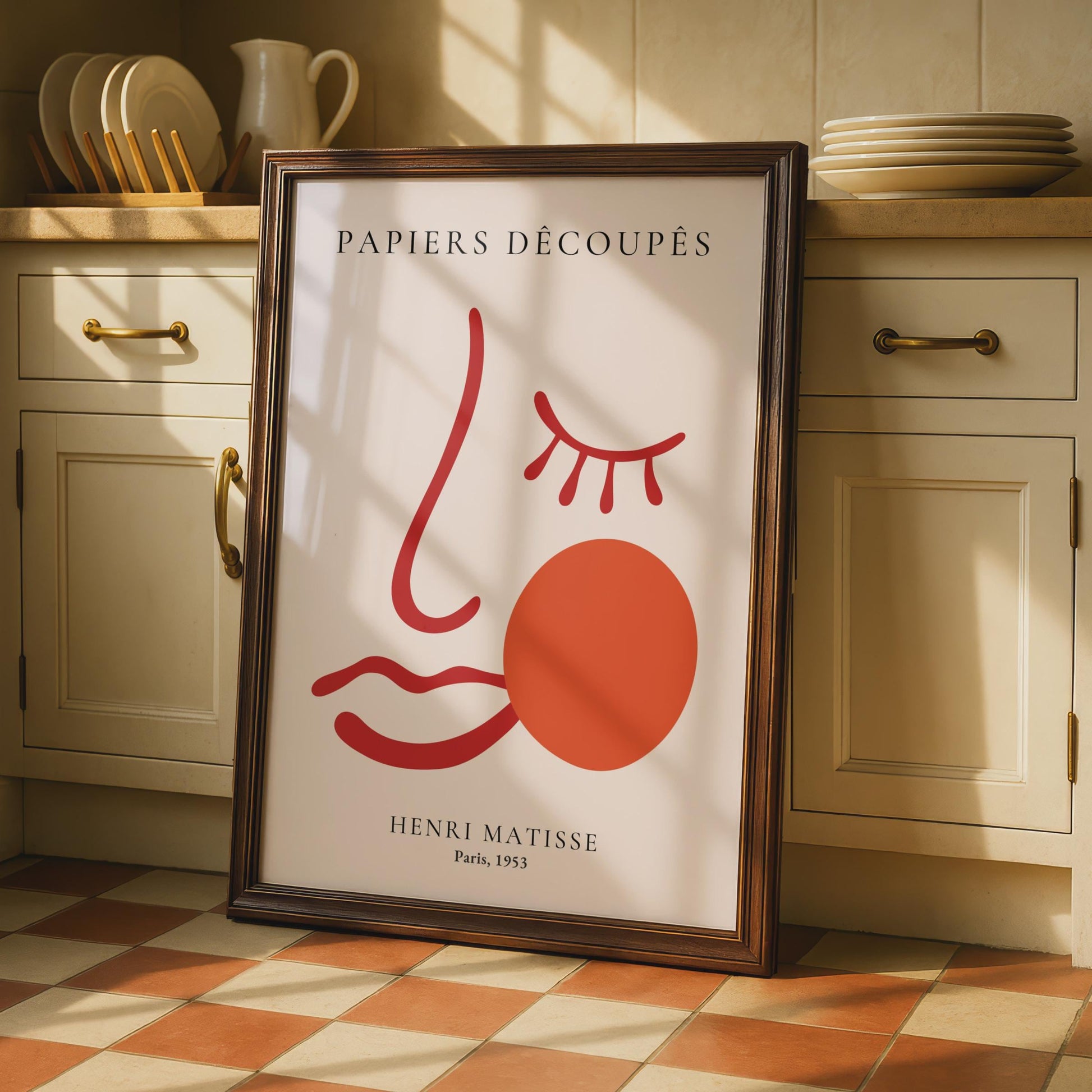 Henri Matisse Papiers Decoupes Poster, Red Abstract Face Wall Art wall art print