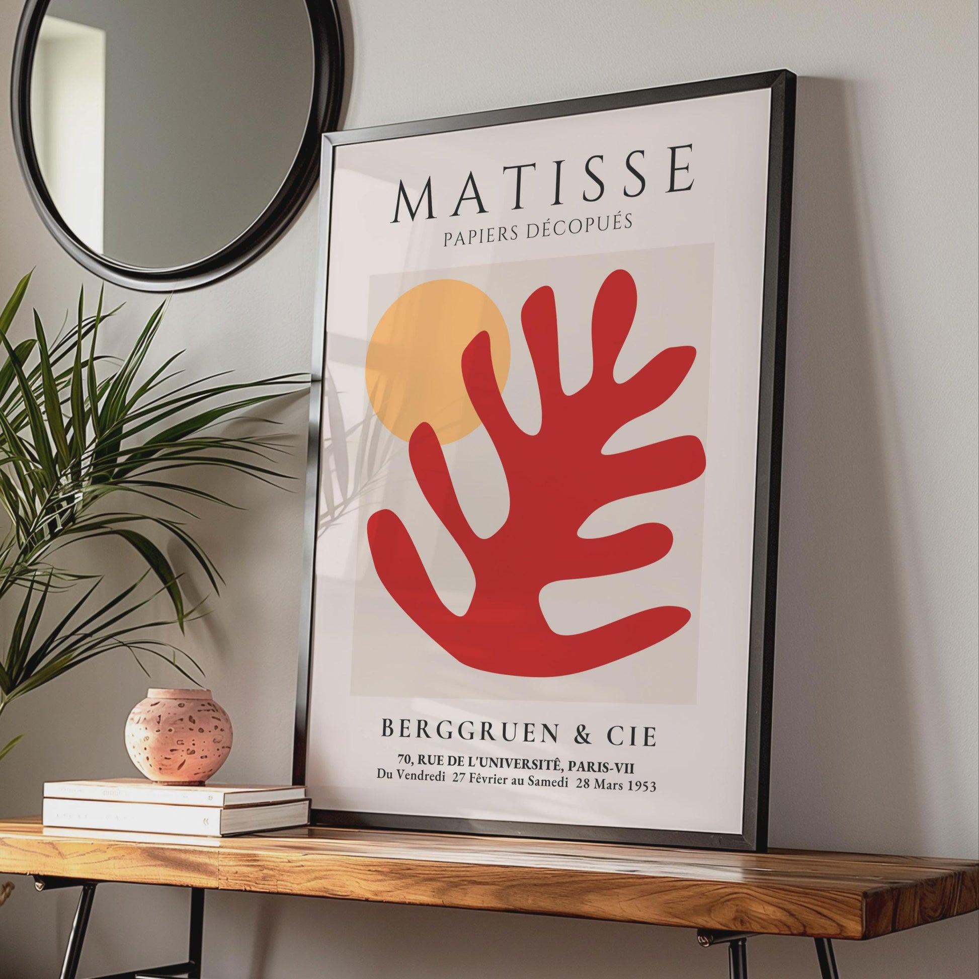Henri Matisse Art Poster, Papiers Decoupes Print, Red Hand & Sun Minimalist Wall Art wall art print