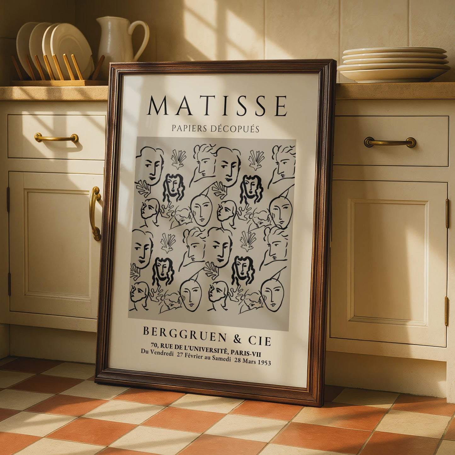 Henri Matisse Papiers Decoupes Art Poster, Faces and Figures, Minimalist Wall Art, 1953 Exhibition wall art print