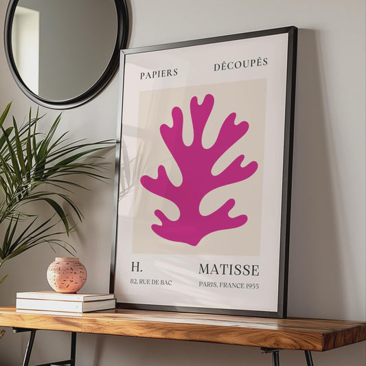 Henri Matisse Art Print, Bold Coral Cut-Out, Vintage Paris Poster, Minimalist Wall Art, Mid-Century wall art print
