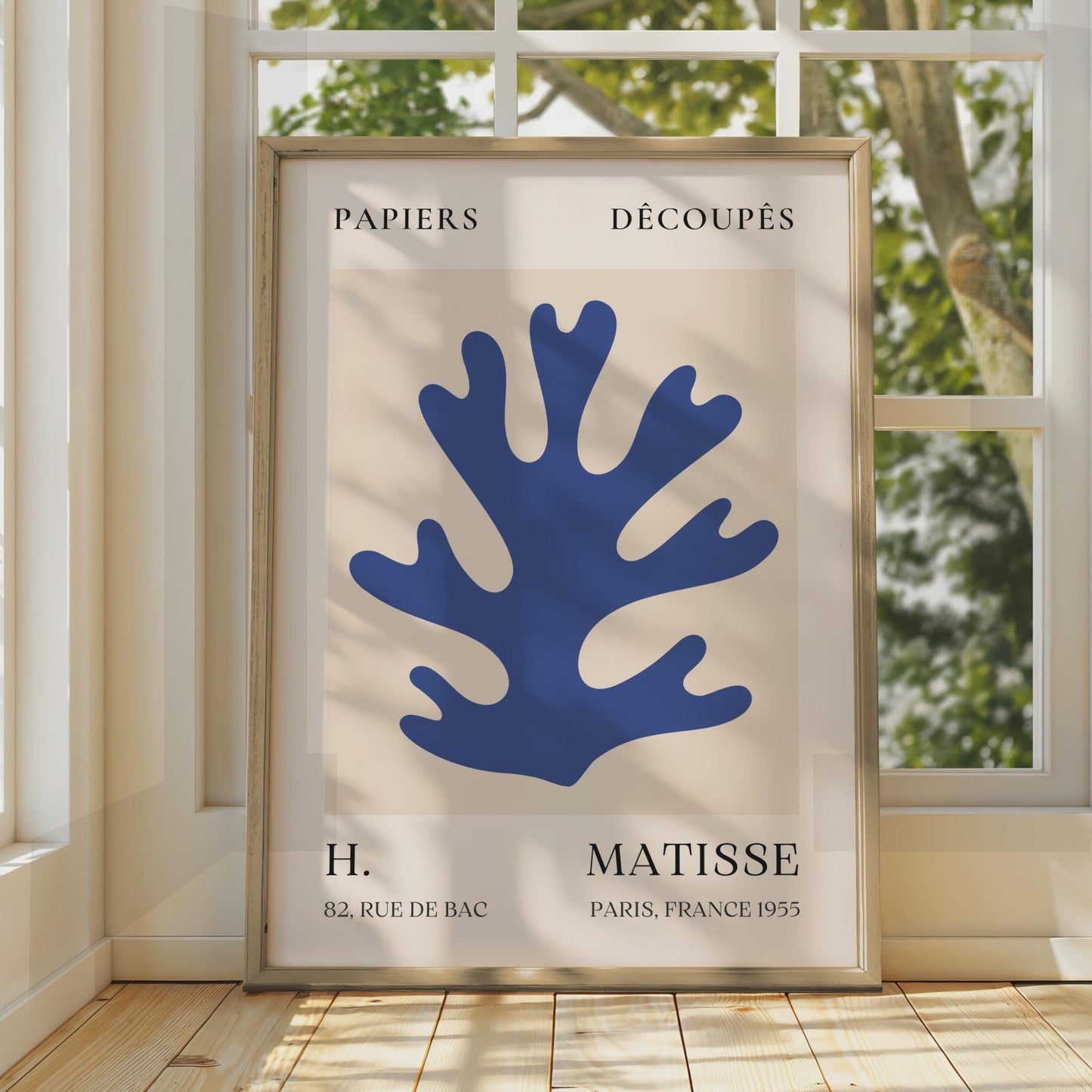 Henri Matisse Coral Art Poster, Minimalist Wall Decor, Blue Abstract Print, French Art wall art print