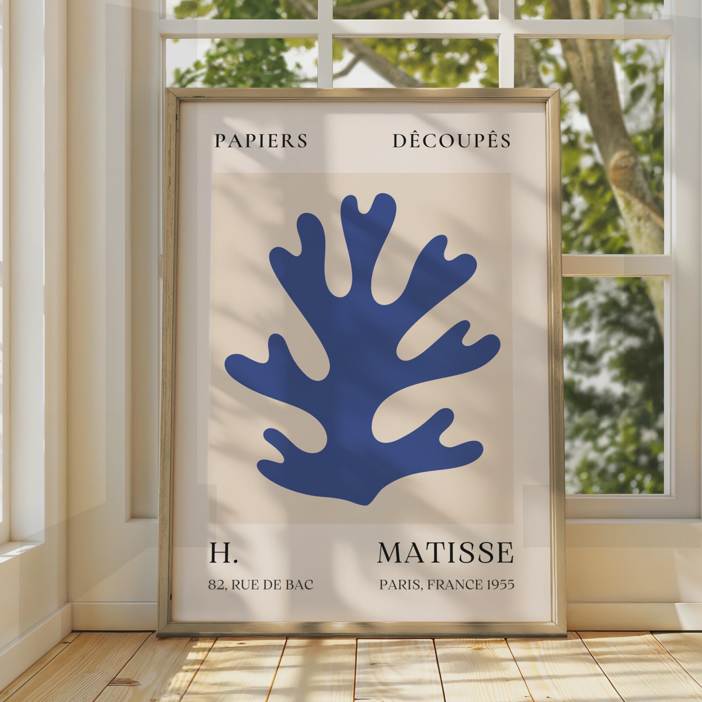 Henri Matisse Coral Art Poster, Minimalist Wall Decor, Blue Abstract Print, French Art wall art print