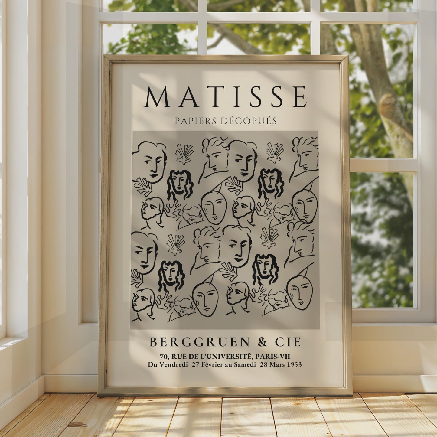 Henri Matisse Papiers Decoupes Art Poster, Faces and Figures, Minimalist Wall Art, 1953 Exhibition wall art print