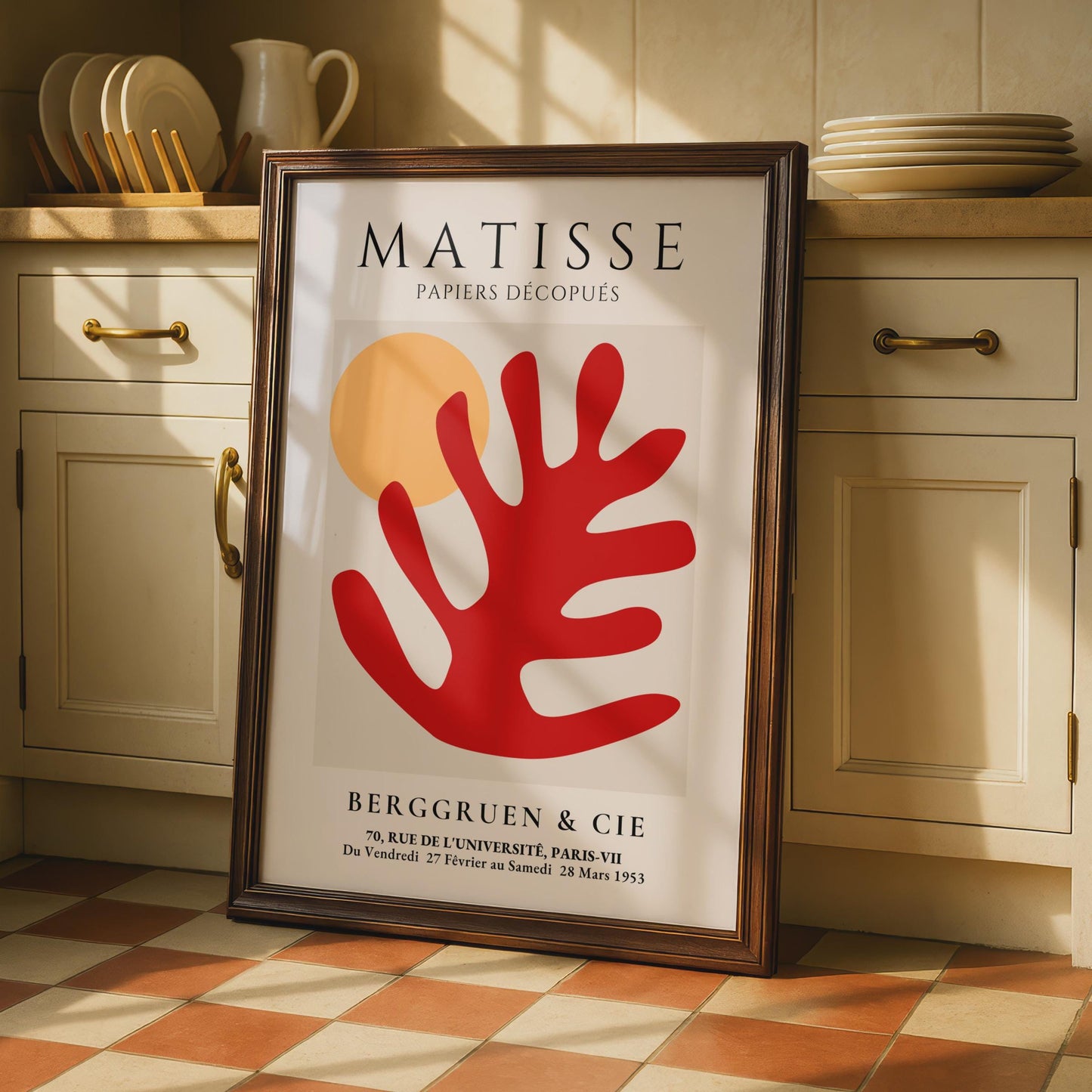 Henri Matisse Art Poster, Papiers Decoupes Print, Red Hand & Sun Minimalist Wall Art wall art print