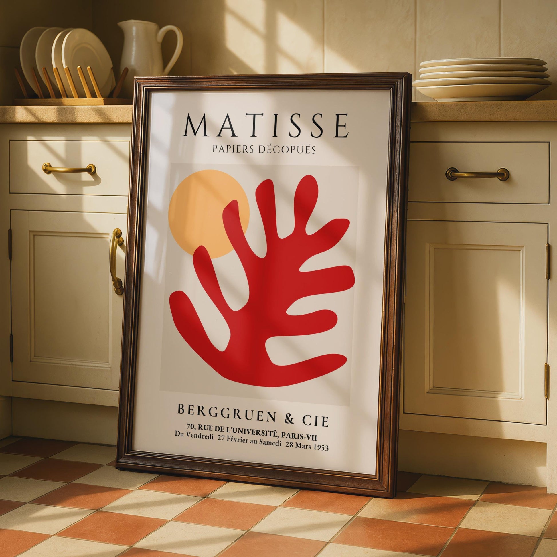 Henri Matisse Art Poster, Papiers Decoupes Print, Red Hand & Sun Minimalist Wall Art wall art print