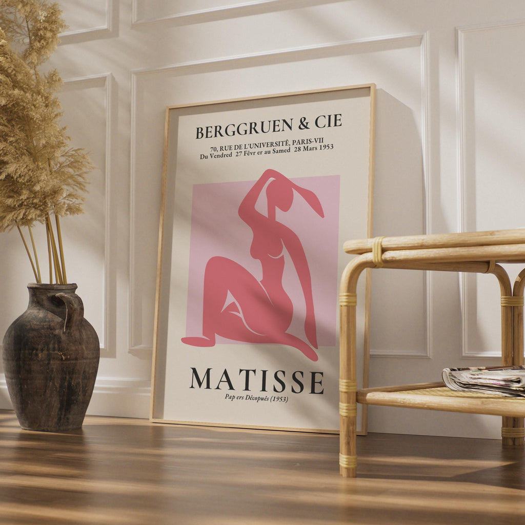 Henri Matisse Art Poster, Pink Female Figure, Minimalist Wall Art, Abstract Artwork for Home wall art print
