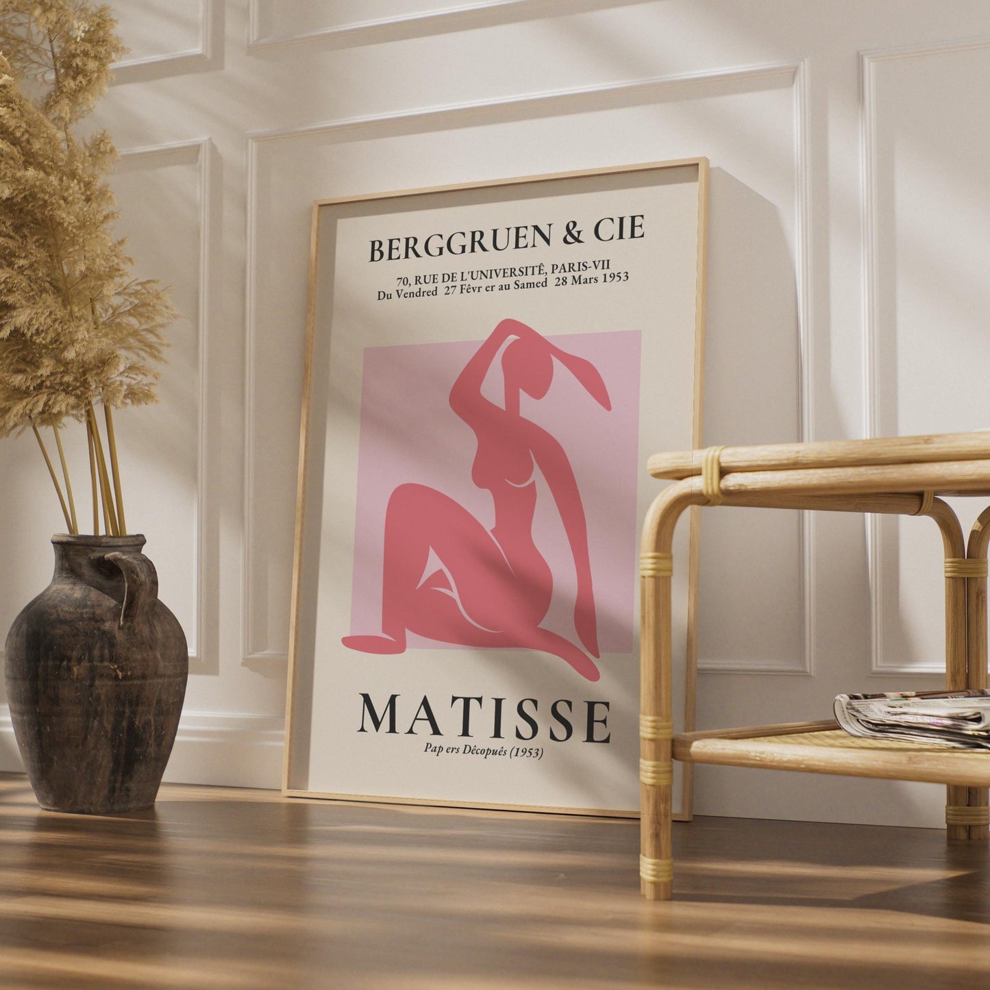 Henri Matisse Art Poster, Pink Female Figure, Minimalist Wall Art, Abstract Artwork for Home wall art print
