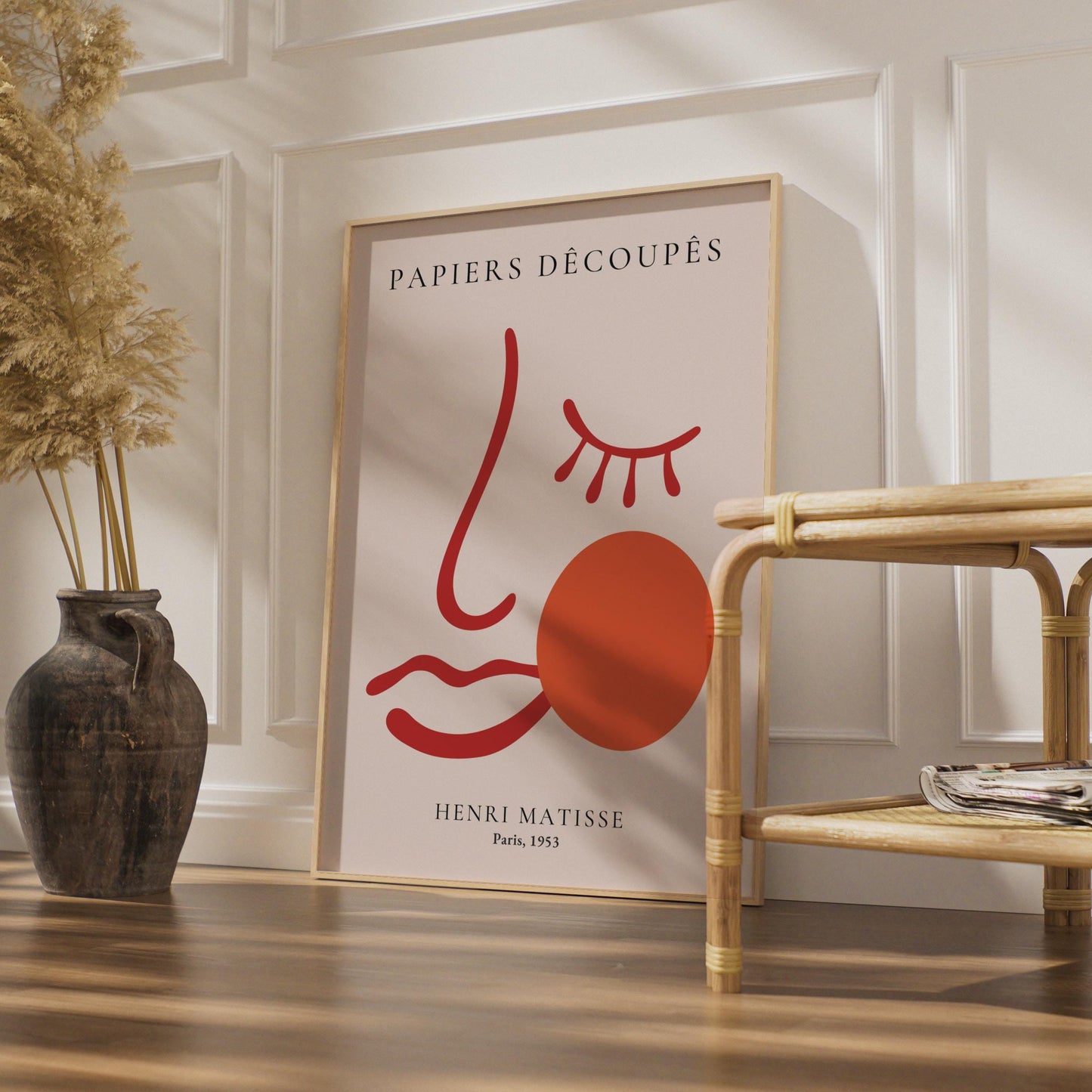 Henri Matisse Papiers Decoupes Poster, Red Abstract Face Wall Art wall art print