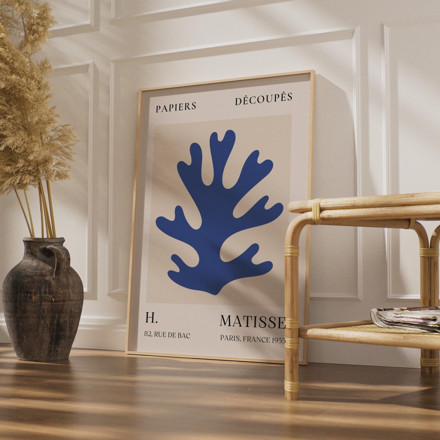 Henri Matisse Coral Art Poster, Minimalist Wall Decor, Blue Abstract Print, French Art wall art print