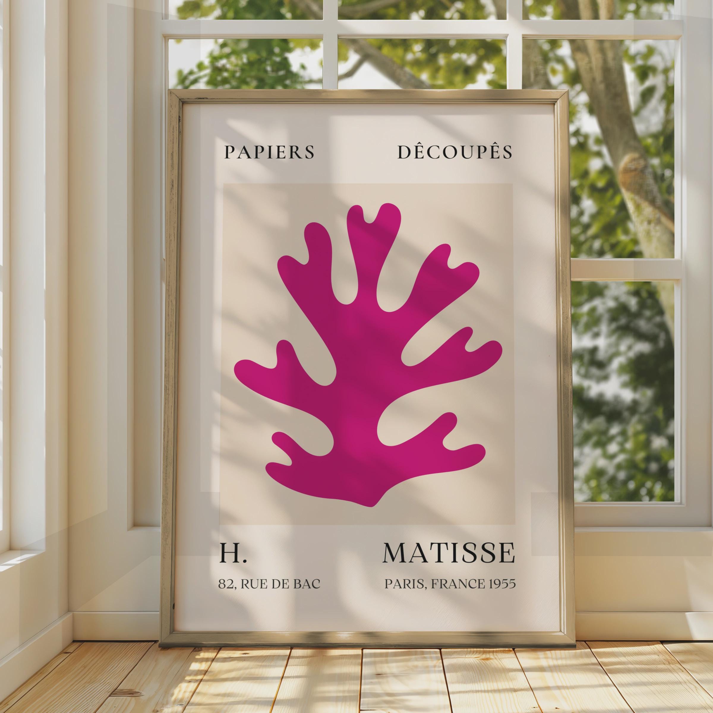 Henri Matisse Art Print, Bold Coral Cut-Out, Vintage Paris Poster, Minimalist Wall Art, Mid-Century wall art print