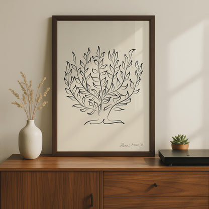 Henri Matisse Inspired Wall Art, Minimalist Leaf Print, Botanical Poster for Home Decor wall art print