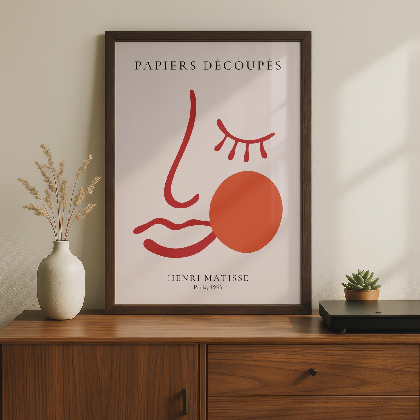 Henri Matisse Papiers Decoupes Poster, Red Abstract Face Wall Art wall art print