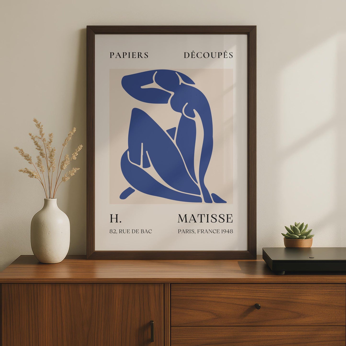 Henri Matisse Art Poster, Blue Abstract Female Figure, Minimalist Wall Decor, Paris 1948 wall art print