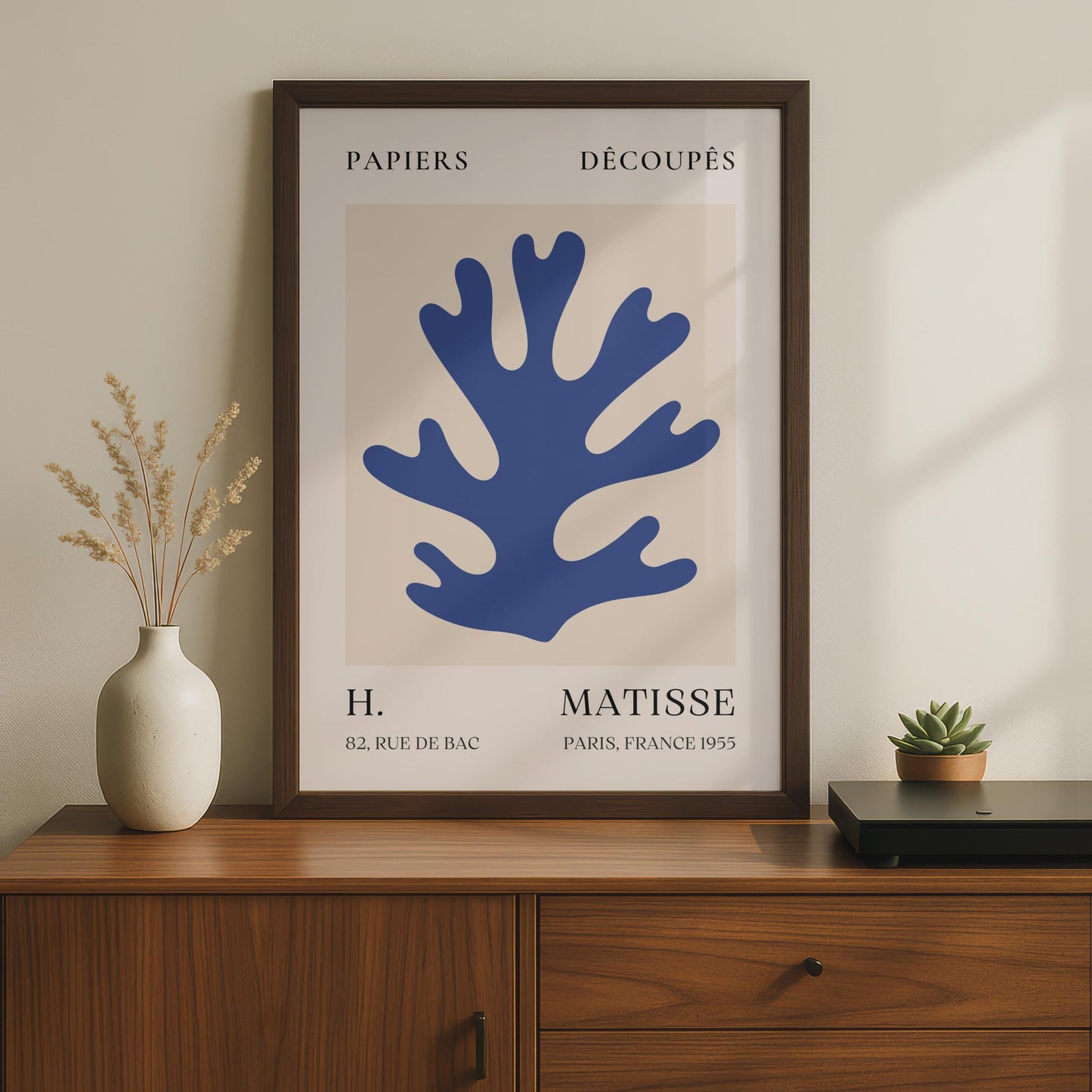 Henri Matisse Coral Art Poster, Minimalist Wall Decor, Blue Abstract Print, French Art wall art print