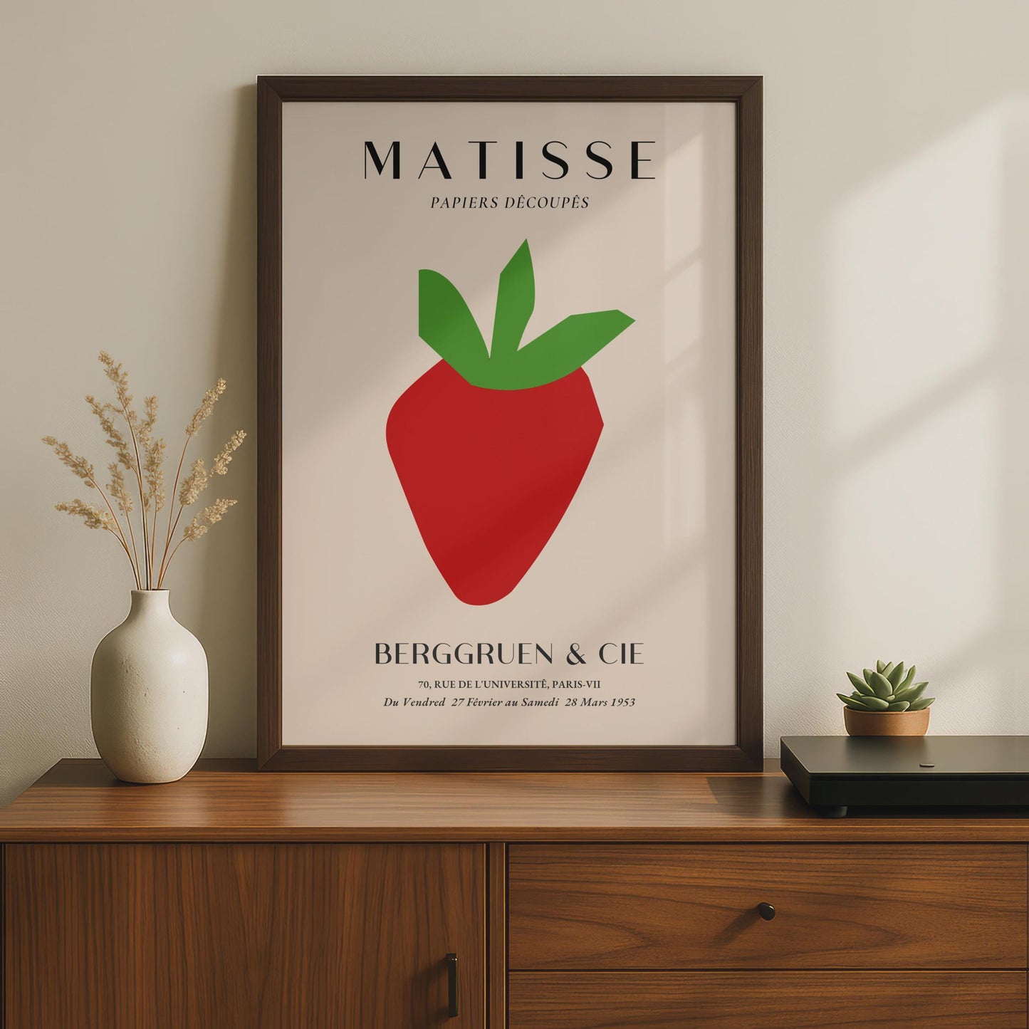 Henri Matisse Papiers Decoupes Poster, Bold Strawberry Art, Minimalist Wall Decor for Home wall art print