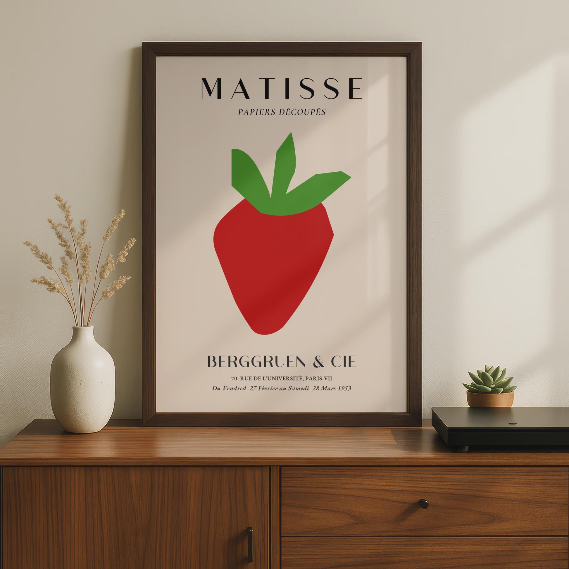 Henri Matisse Papiers Decoupes Poster, Bold Strawberry Art, Minimalist Wall Decor for Home wall art print