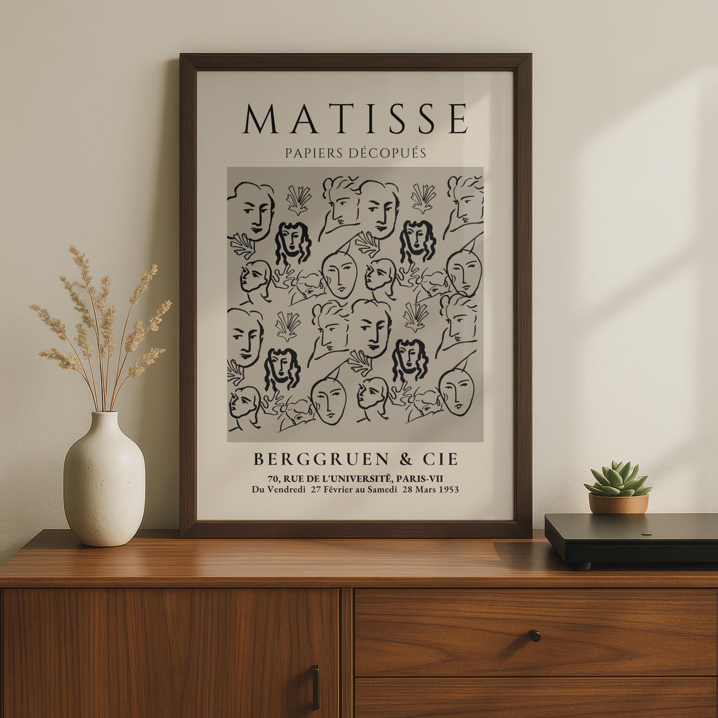 Henri Matisse Papiers Decoupes Art Poster, Faces and Figures, Minimalist Wall Art, 1953 Exhibition wall art print