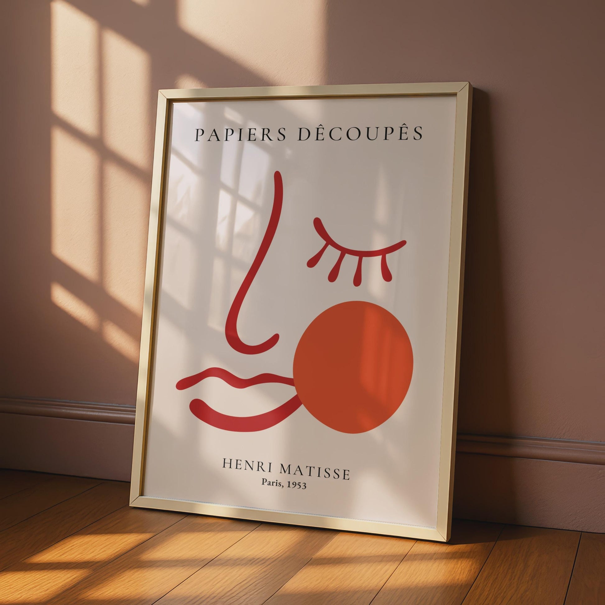 Henri Matisse Papiers Decoupes Poster, Red Abstract Face Wall Art wall art print