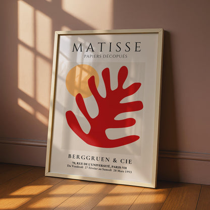 Henri Matisse Art Poster, Papiers Decoupes Print, Red Hand & Sun Minimalist Wall Art wall art print
