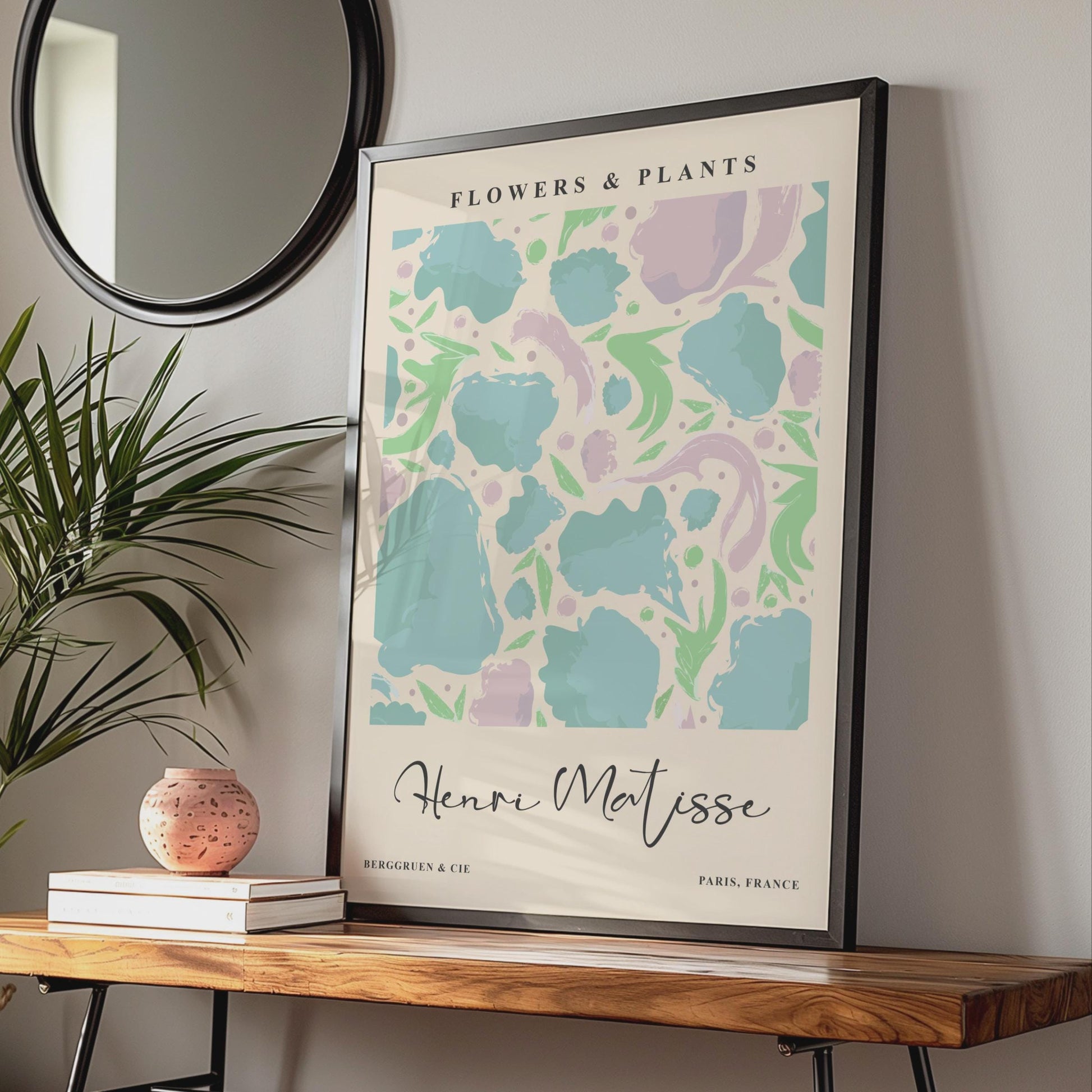 Henri Matisse Flowers Plants Art Print, Teal Botanical Wall Decor wall art print