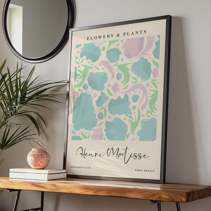 Henri Matisse Flowers Plants Art Print, Teal Botanical Wall Decor wall art print