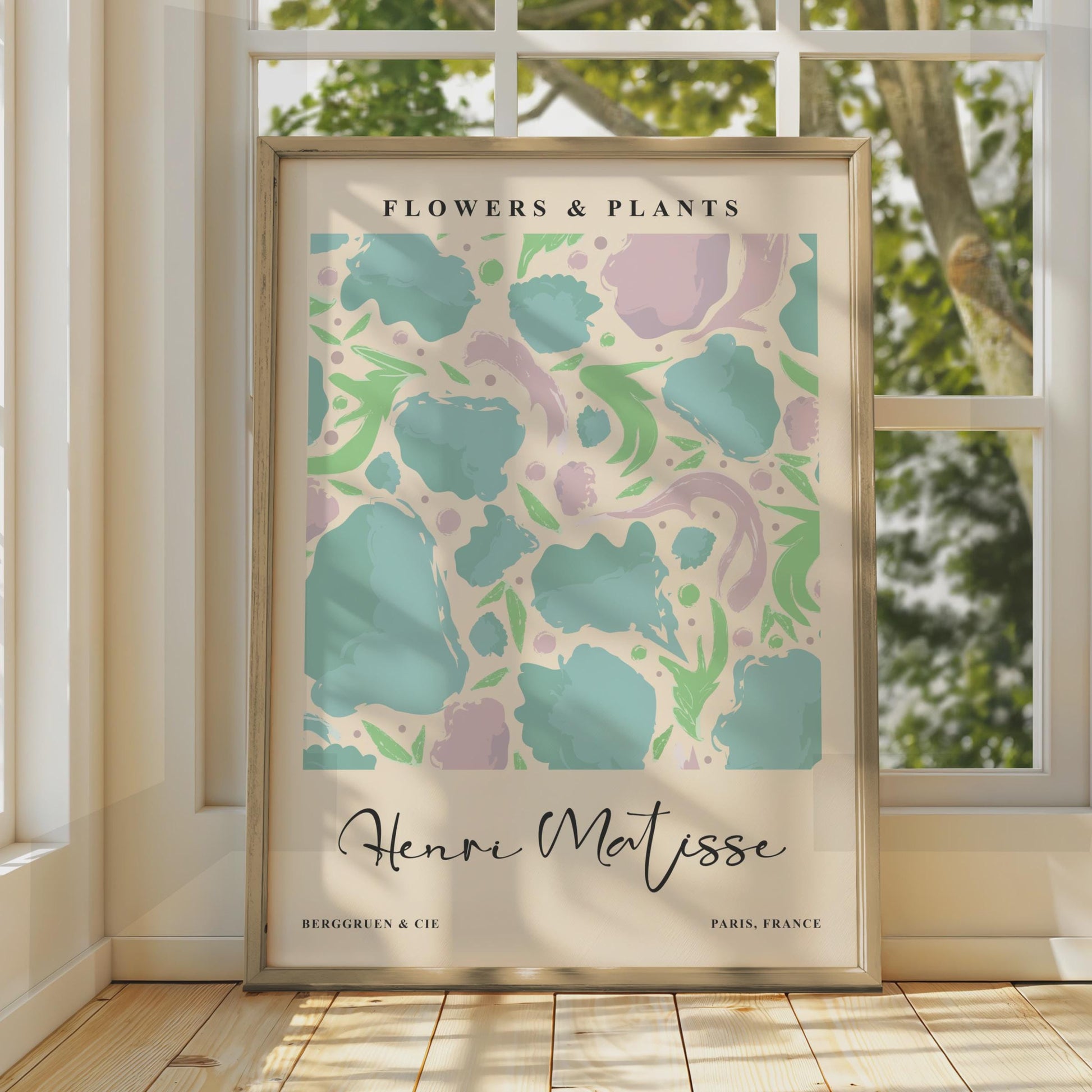 Henri Matisse Flowers Plants Art Print, Teal Botanical Wall Decor wall art print
