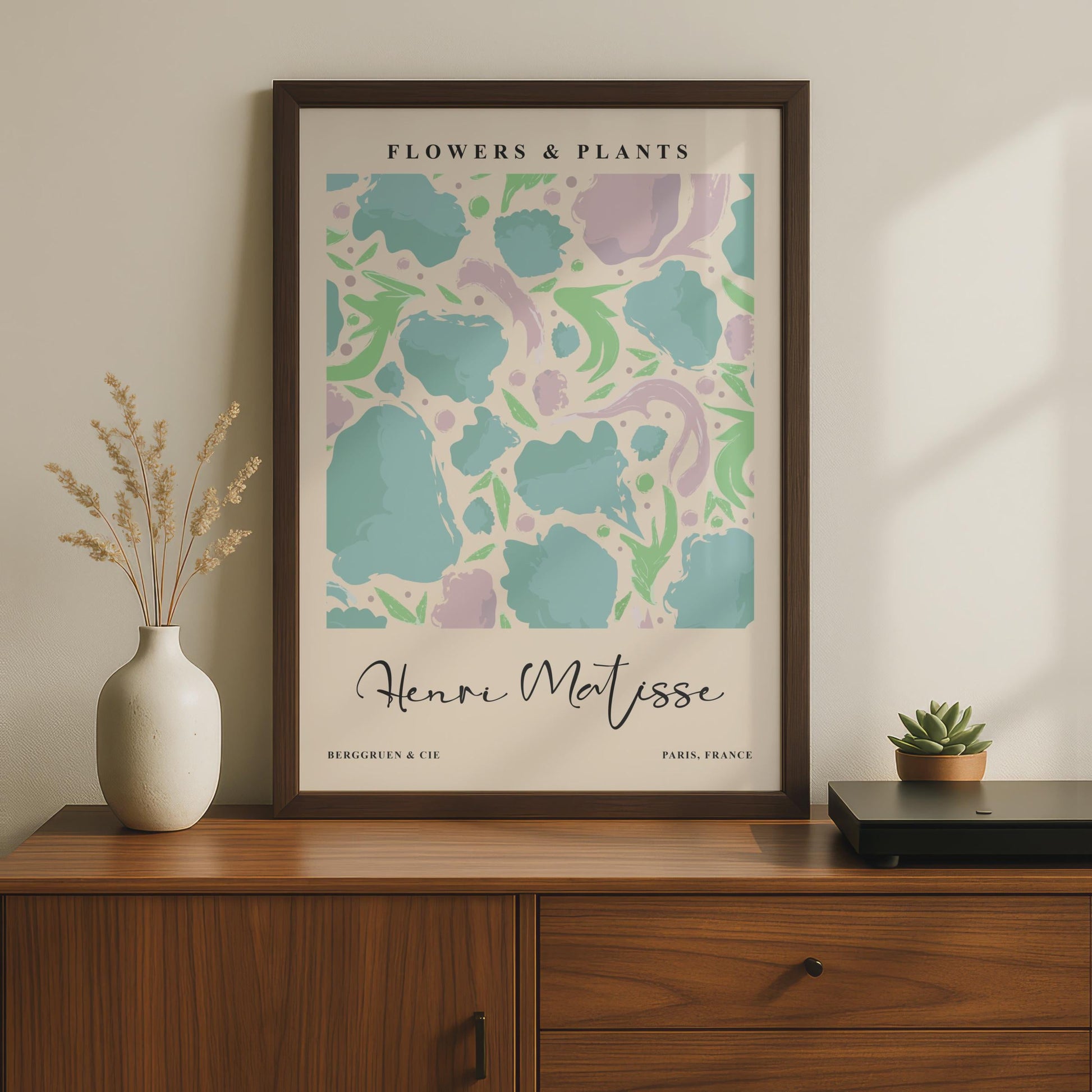 Henri Matisse Flowers Plants Art Print, Teal Botanical Wall Decor wall art print