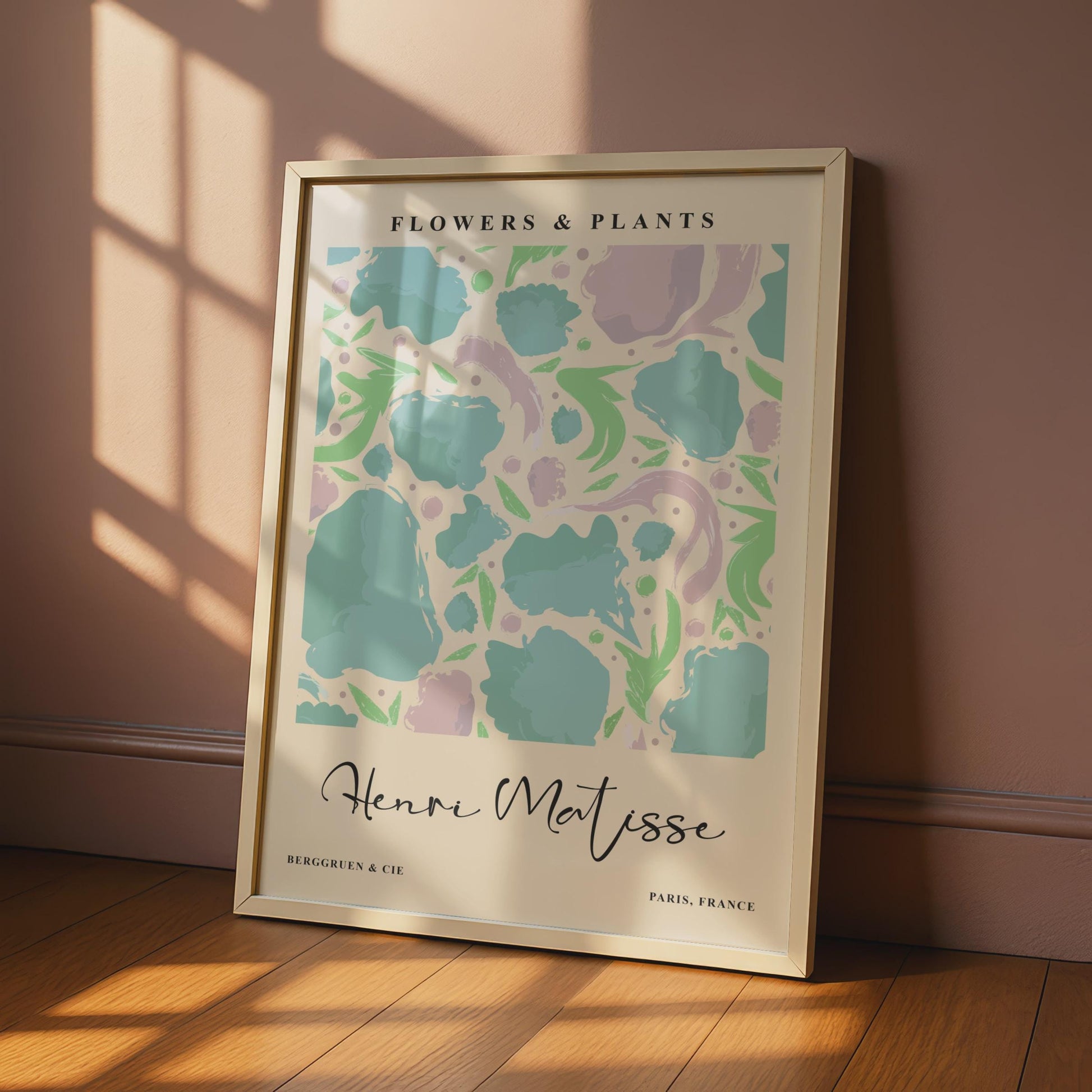 Henri Matisse Flowers Plants Art Print, Teal Botanical Wall Decor wall art print