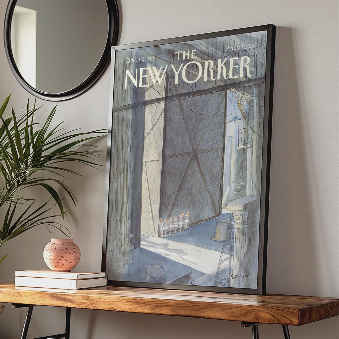 New Yorker Cover Poster, Ballet Dancers Art Print, Sempe 1988, Theatre Wall Art wall art print