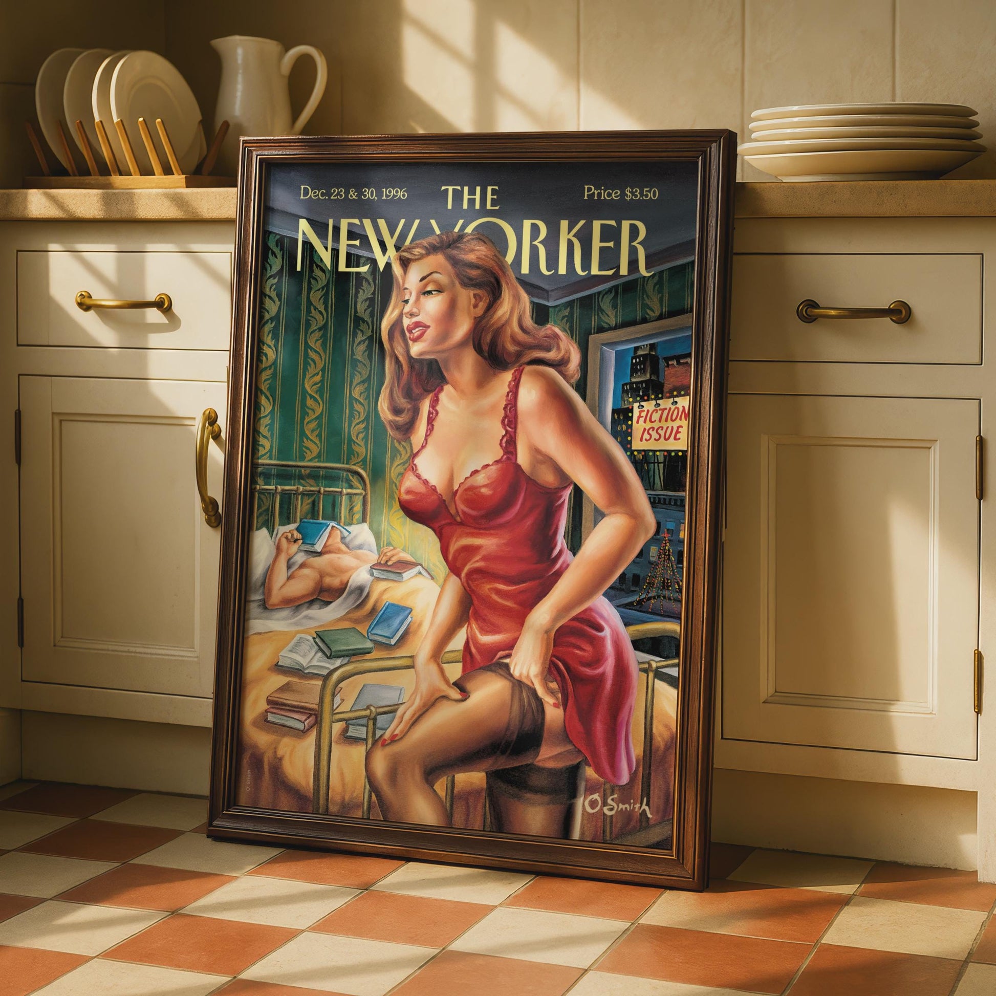 The New Yorker 1996 Fiction Issue Cover Poster, Vintage Pin-Up Art Print, Wall Art wall art print